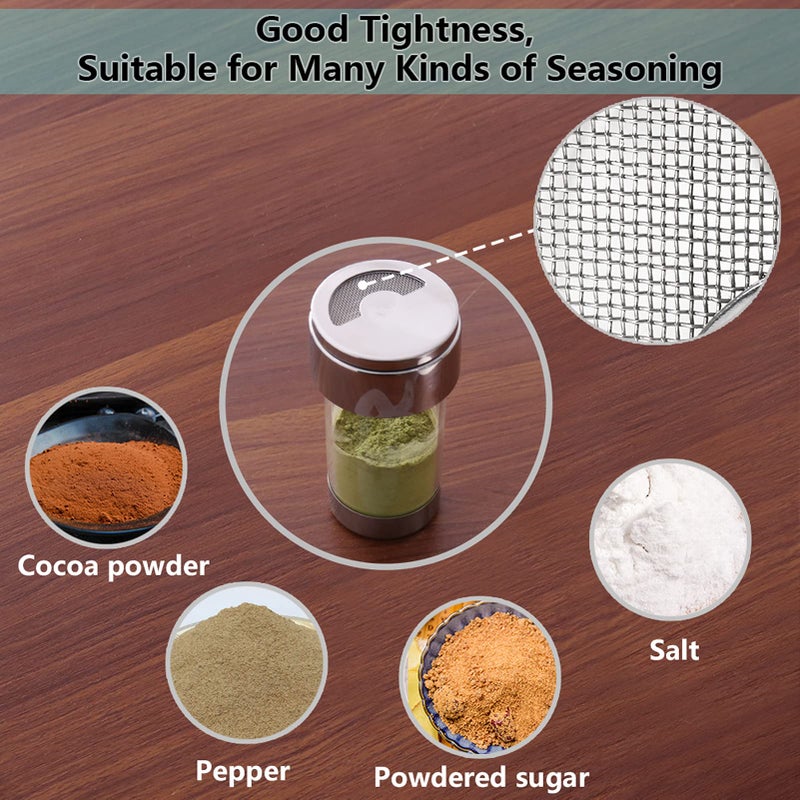 Newness Mesh Shaker or Salt Shaker, Stainless Steel Salt Dispenser, Clear Acrylic Seasoning Fine Mesh Shaker with Rotating Cover, 3.7 Ounces (110 Milliliter) - Image 4